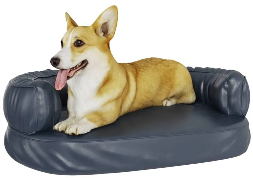 Cama p/ cães em espuma ergonómico 60x42cm couro artificial azul