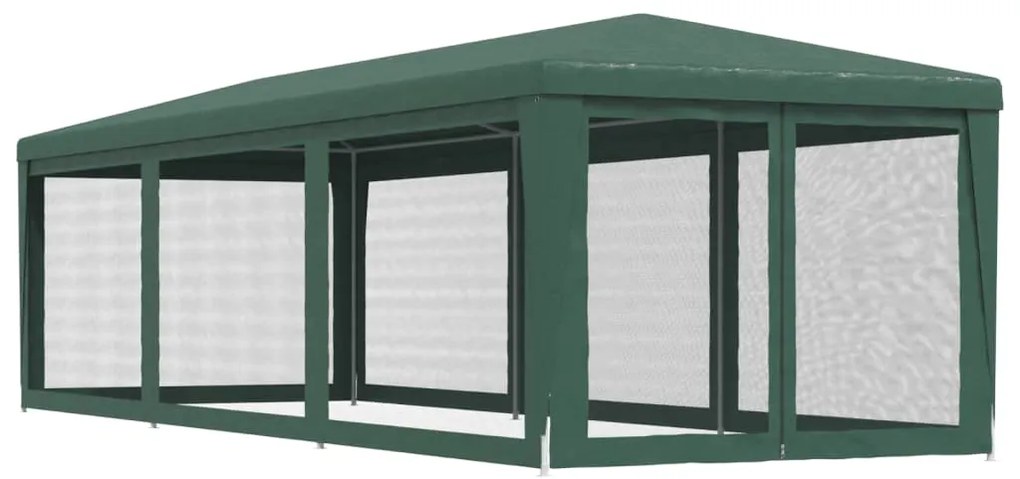 Tenda p/ festas c/ 8 paredes laterais em rede 3x9 m PEAD verde