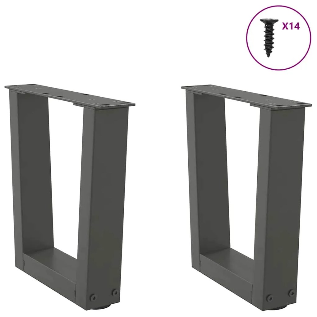 Pés para mesa de centro em V, 2 peças, antracite, 30x(30-31,3) cm, aço