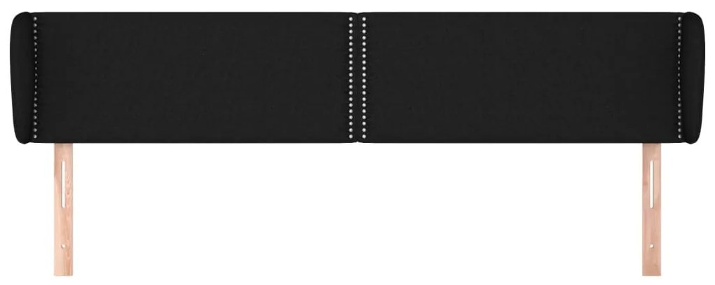 Cabeceira de cama c/ abas tecido 203x23x78/88 cm preto