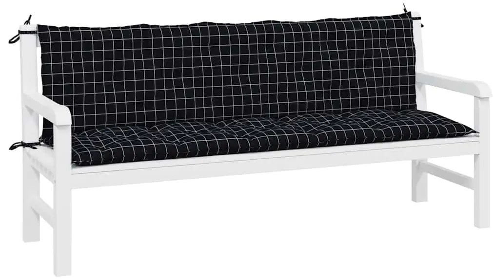 Almofadões p/ banco de jardim 2 pcs tecido oxford xadrez preto