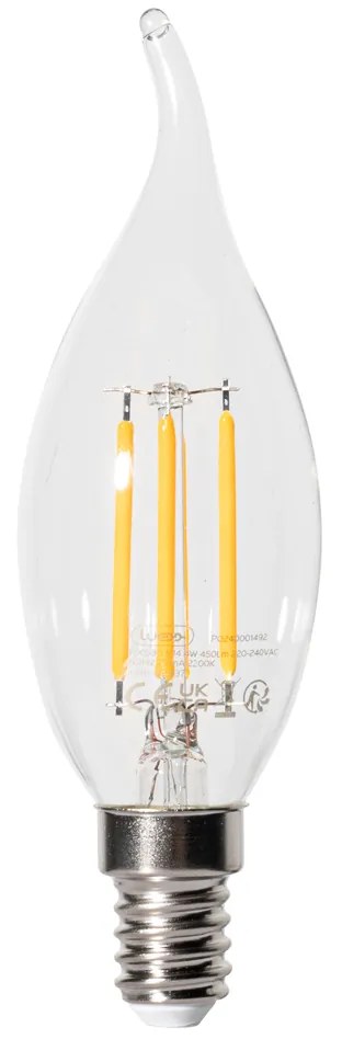 Set van 5 E14 dimbare LED lampen BXS35 helder 4W 450 lm 2200K