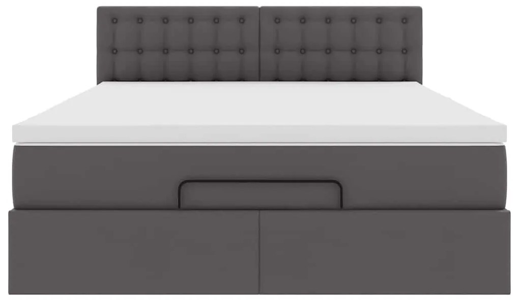 Cama otomana com colchões &amp; LEDs 140x190 cm couro artificial
