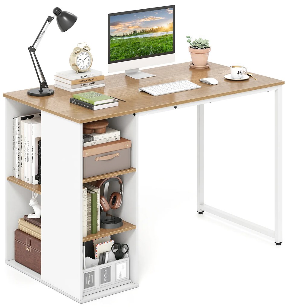 Mesa de computador em formato de L, estação de trabalho para escritório doméstico com suporte móvel para monitor - preta