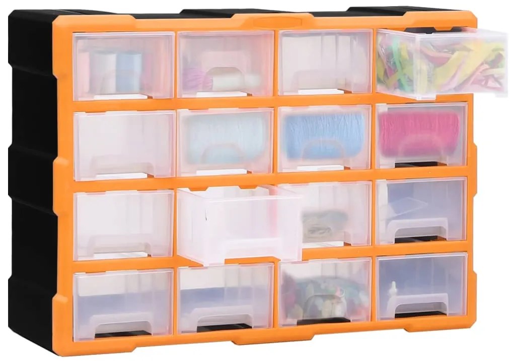 Caixa organizadora com 16 gavetas médias 52x16x37 cm
