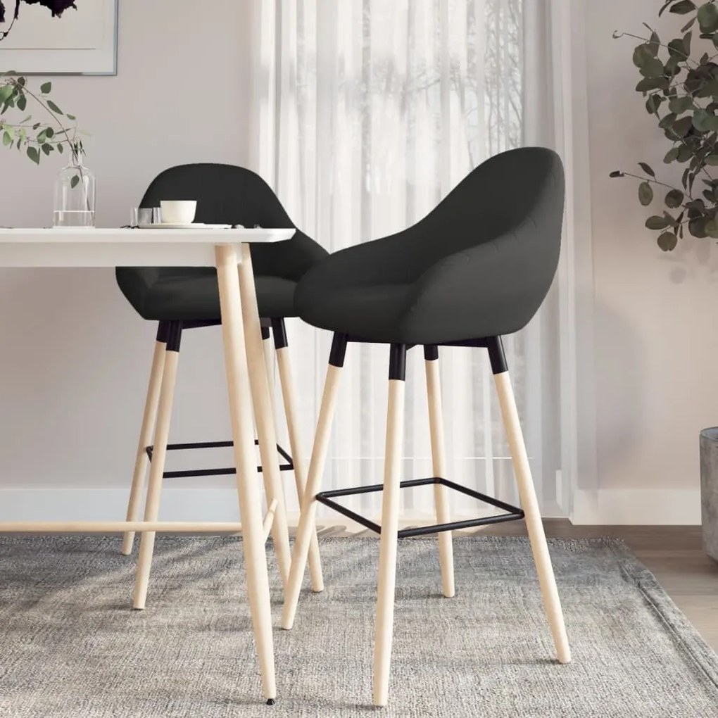 vidaXL Bancos de bar 2 pcs tecido preto