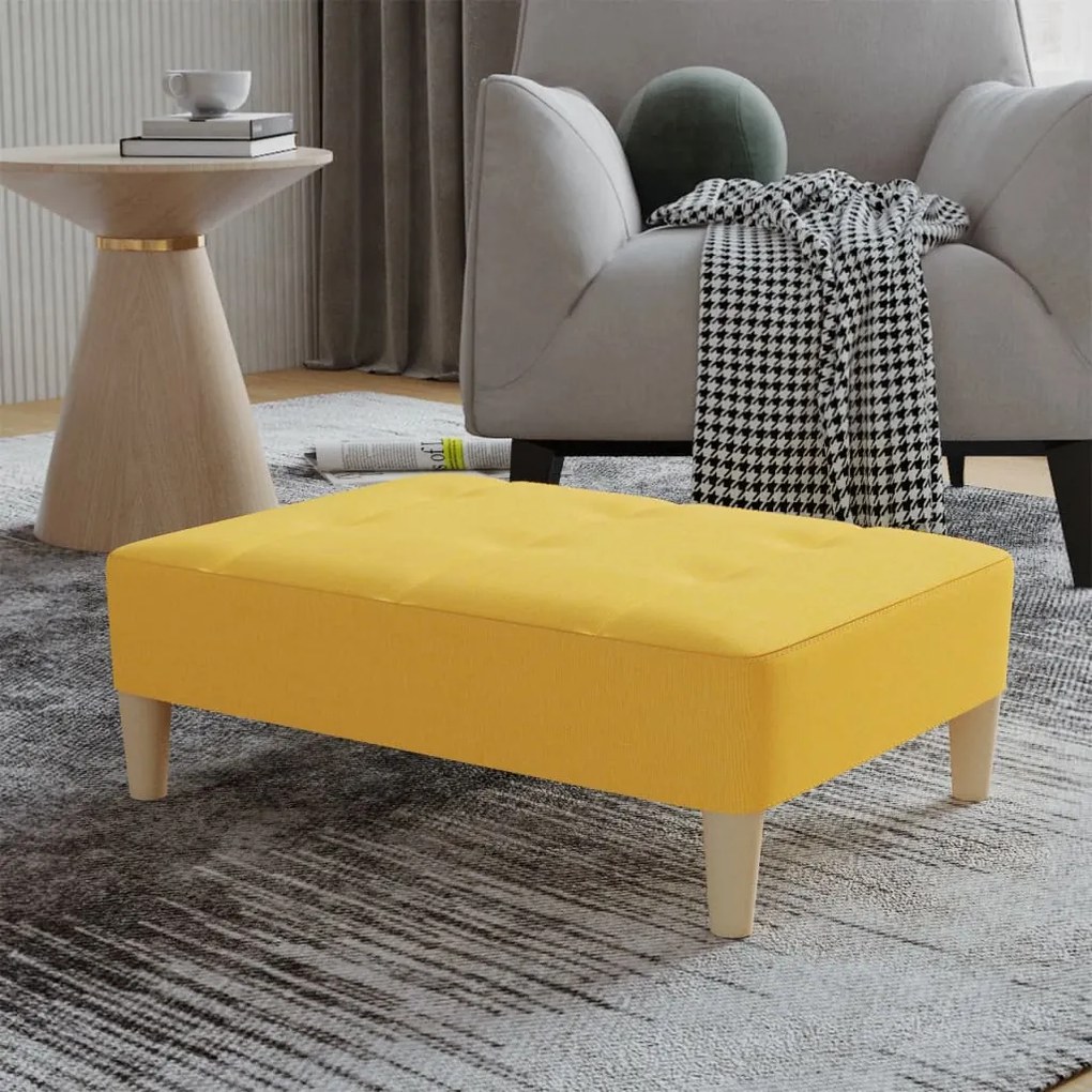 vidaXL Apoio de pés 78x56x32 cm tecido amarelo