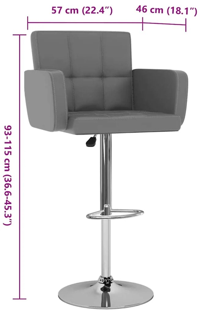 Bancos de bar 2 pcs couro artificial cinzento