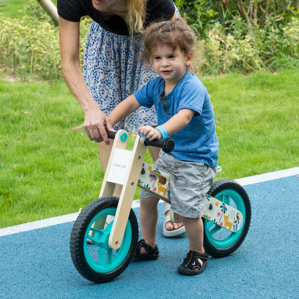 AIYAPLAY Bicicleta sem Pedais de Madeira para Crianças de 3-6 Anos com Assento Ajustável 34-40cm Bicicleta de Equilíbrio Infantil com Rodas de 12" Car