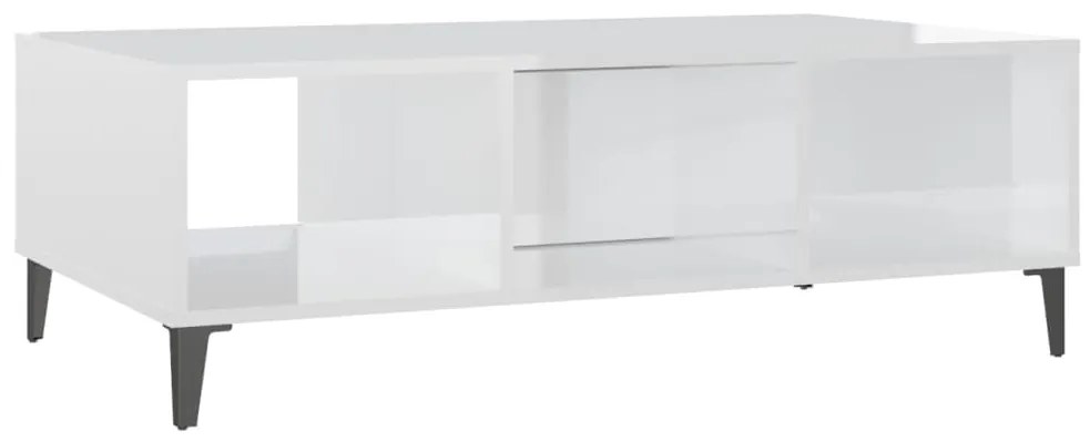 Mesa de centro 103,5x60x35 cm contraplacado branco brilhante