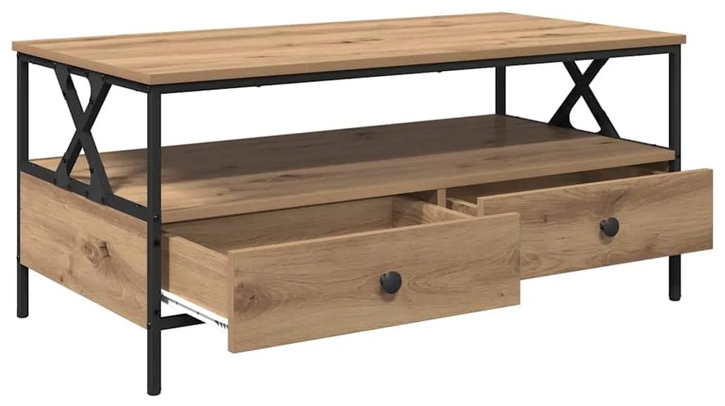 Mesa de centro com gaveta carvalho artisiano 100 x 51 x 45 cm
