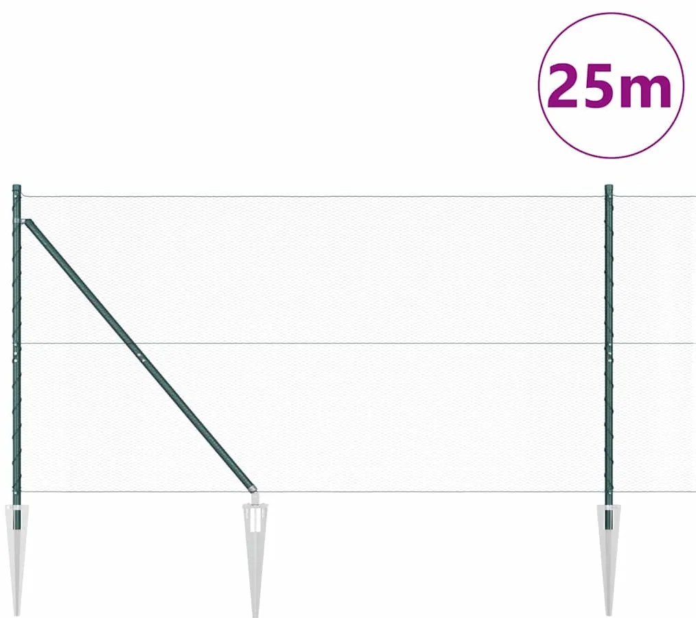 Conjunto de Cercas Conjunto de 2 Verde Metal, Plástico 25 x 1,2 m
