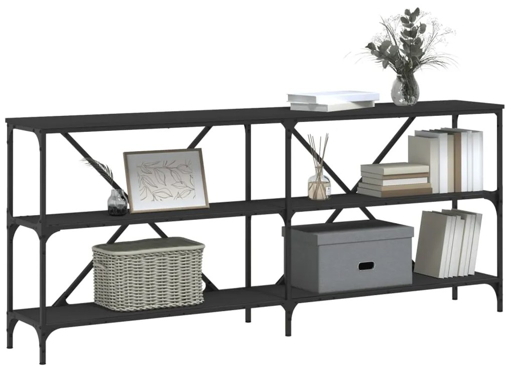 Mesa consola 180x30x75 cm derivados de madeira e ferro preto