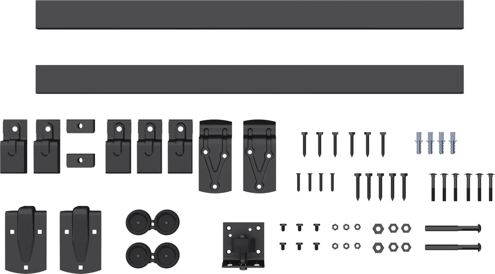 HOMCOM Conjunto de ferragens para porta deslizante de alta carga 244 cm Preto para portas individuais | Aosom Portugal