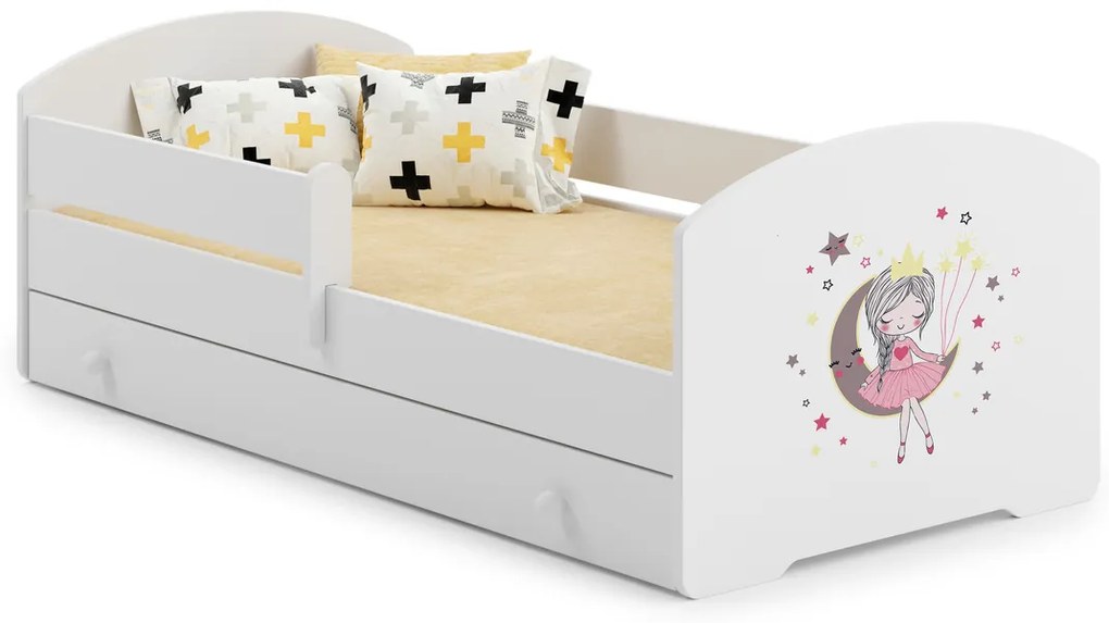 Cama infantil branca princesa 140x70 com gaveta - colchão e estrado incluído