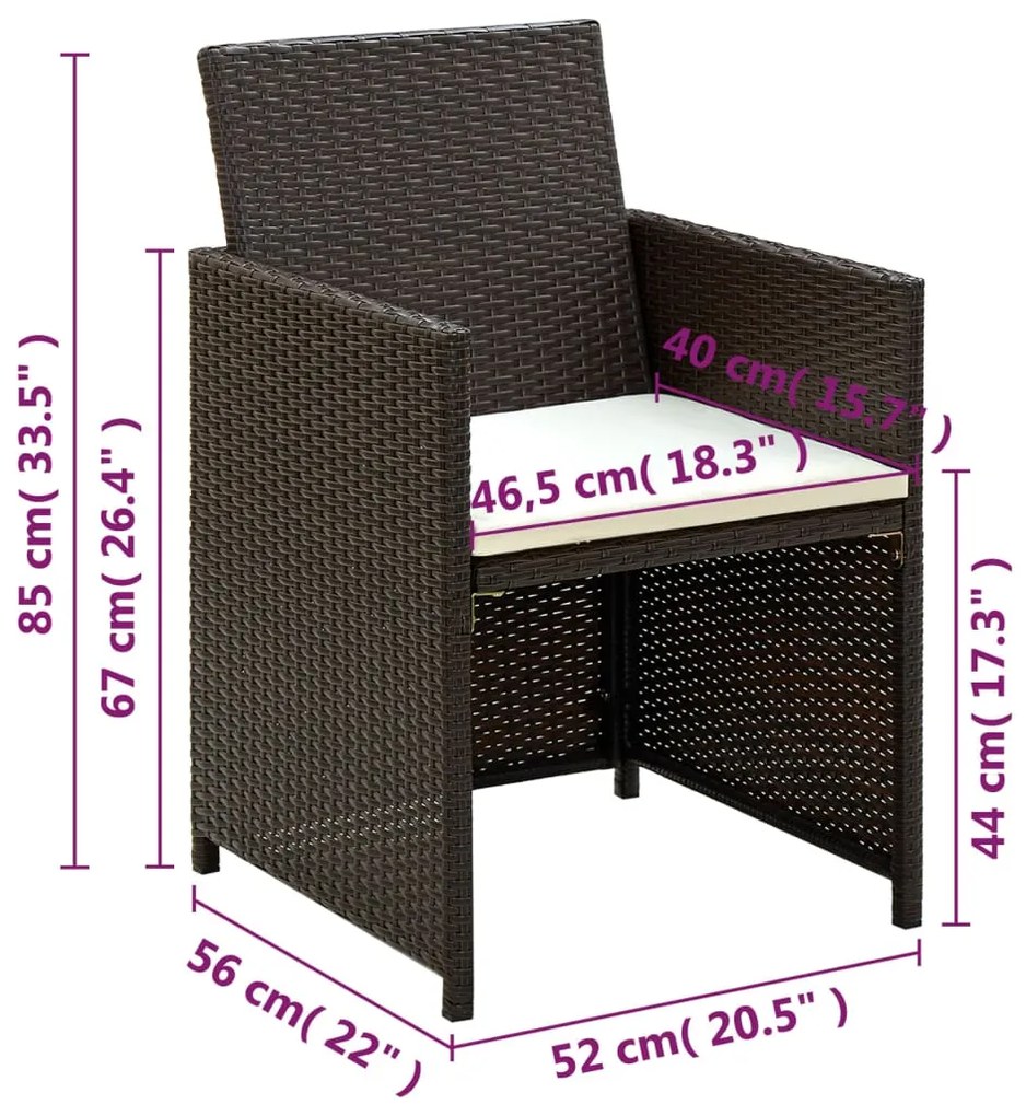 Conjunto de sofá para jardim 8 pcs vime PE castanho