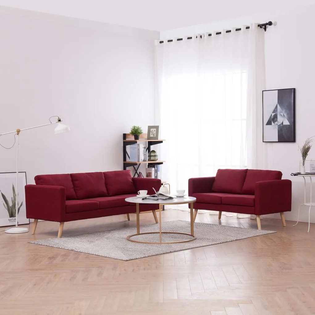 276857 vidaXL 2 pcs conjunto de sofás tecido vermelho tinto
