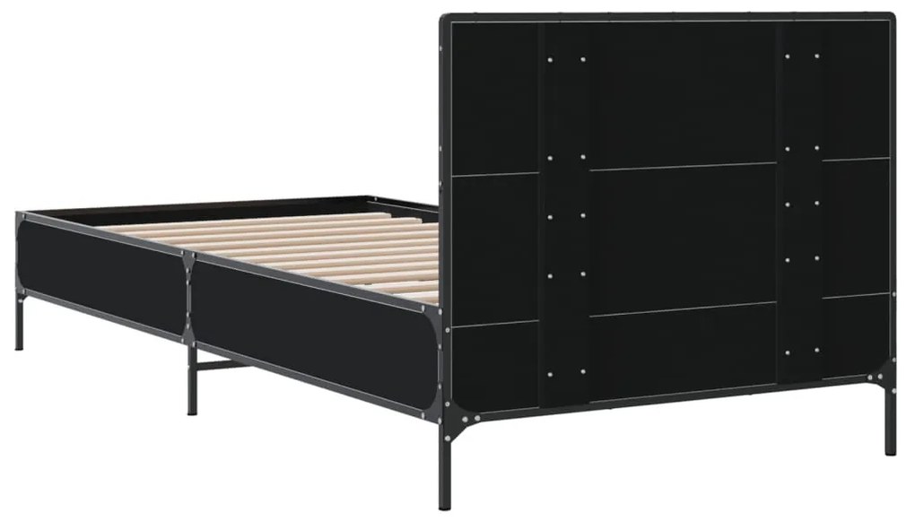 Estrutura de cama 75x190 cm derivados de madeira e metal preto
