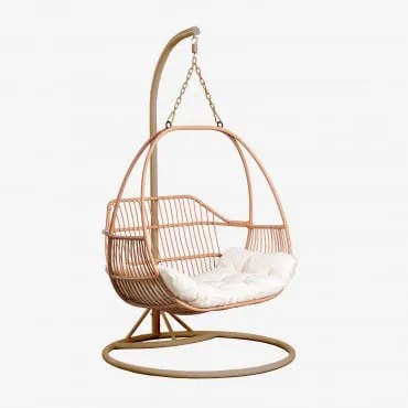 Poltrona Suspensa Kenet Com Almofada Castanho Areia - Sklum