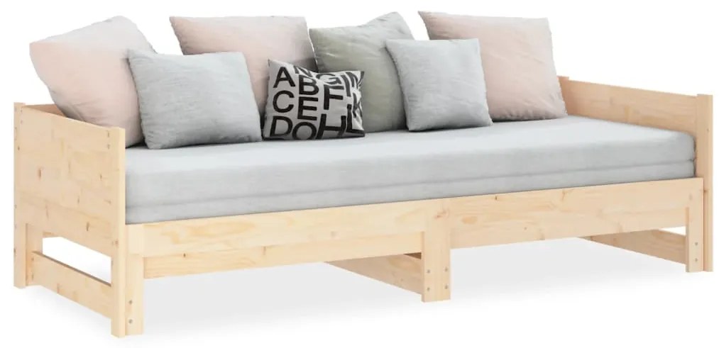 Sofá-cama de puxar pinho maciço 2x(90x190) cm