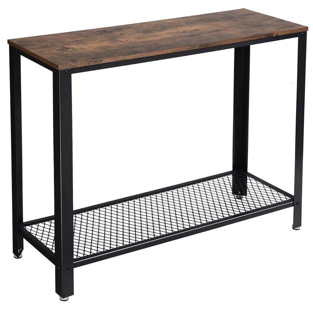 Mesa de centro de estilo industrial com tampo rústico e estrutura em aço | VASAGLE | 101.5 x 35 x 80 cm | antigo|preto | LNT80X.