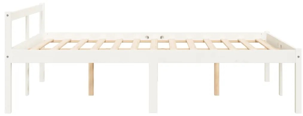 Cama de casal para idosos 135x190 cm pinho maciço branco