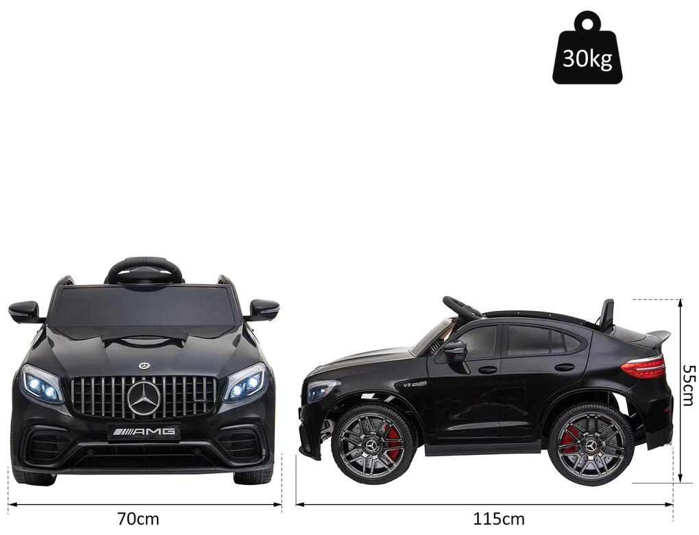 Mercedes AMG Carro elétrico para crianças de acima de 3 anos com controle remoto com música e luzes 12V Carga 30kg 115x70x55cm