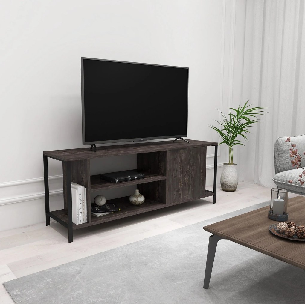 Móvel TV Bond – Castanho Escuro/Preto – 120 cm x 48 cm x 35 cm