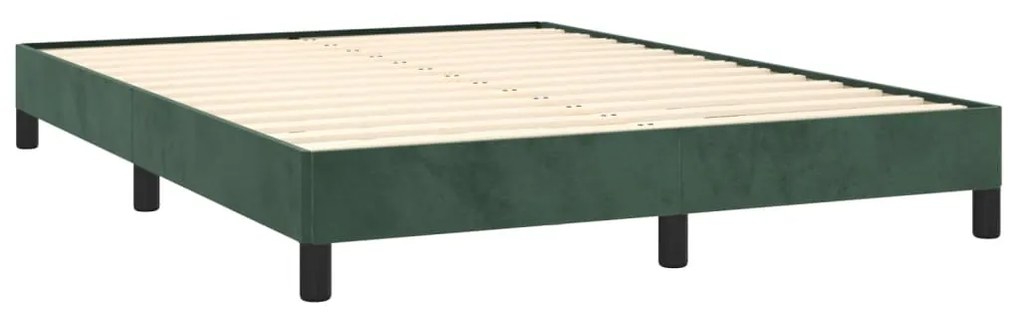 Estrutura de cama sem colchão 140x200 cm veludo verde-escuro