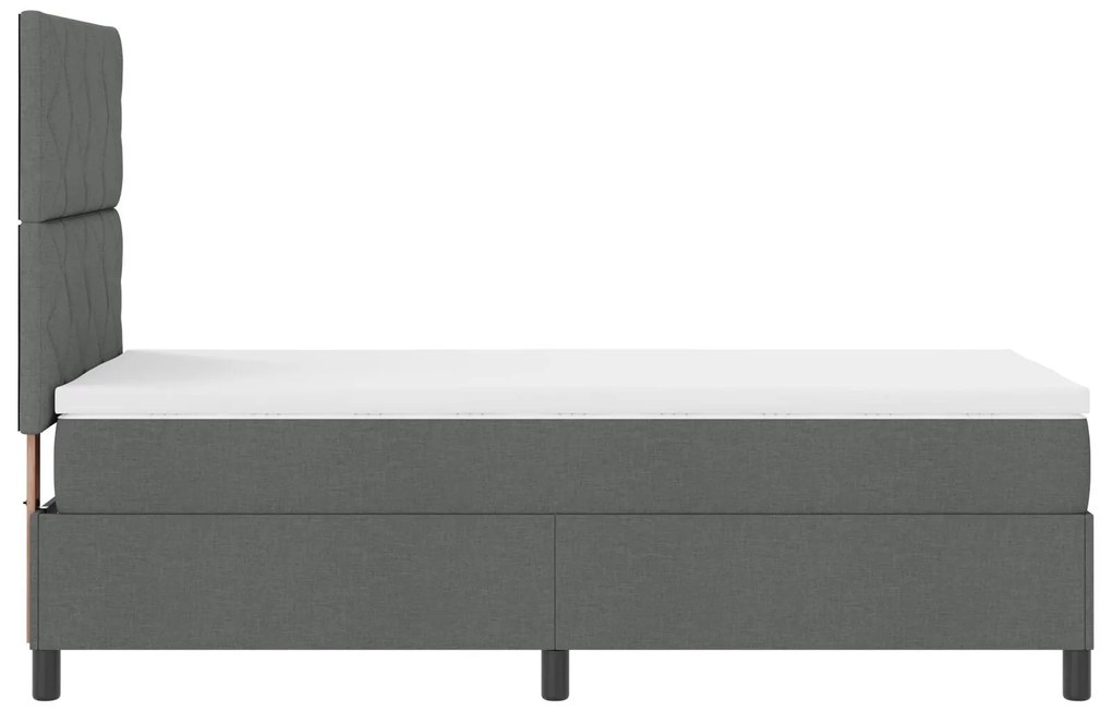 Cama Box Spring com Colchão & Luz LED Cinza Escura 90x200 cm Tecido