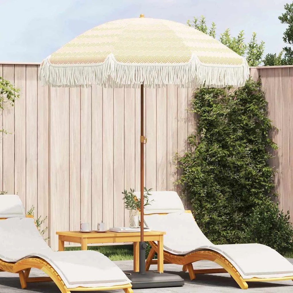 vidaXL Guarda-sol Amarelo e Branco Ø 160 x 195 cm Aço