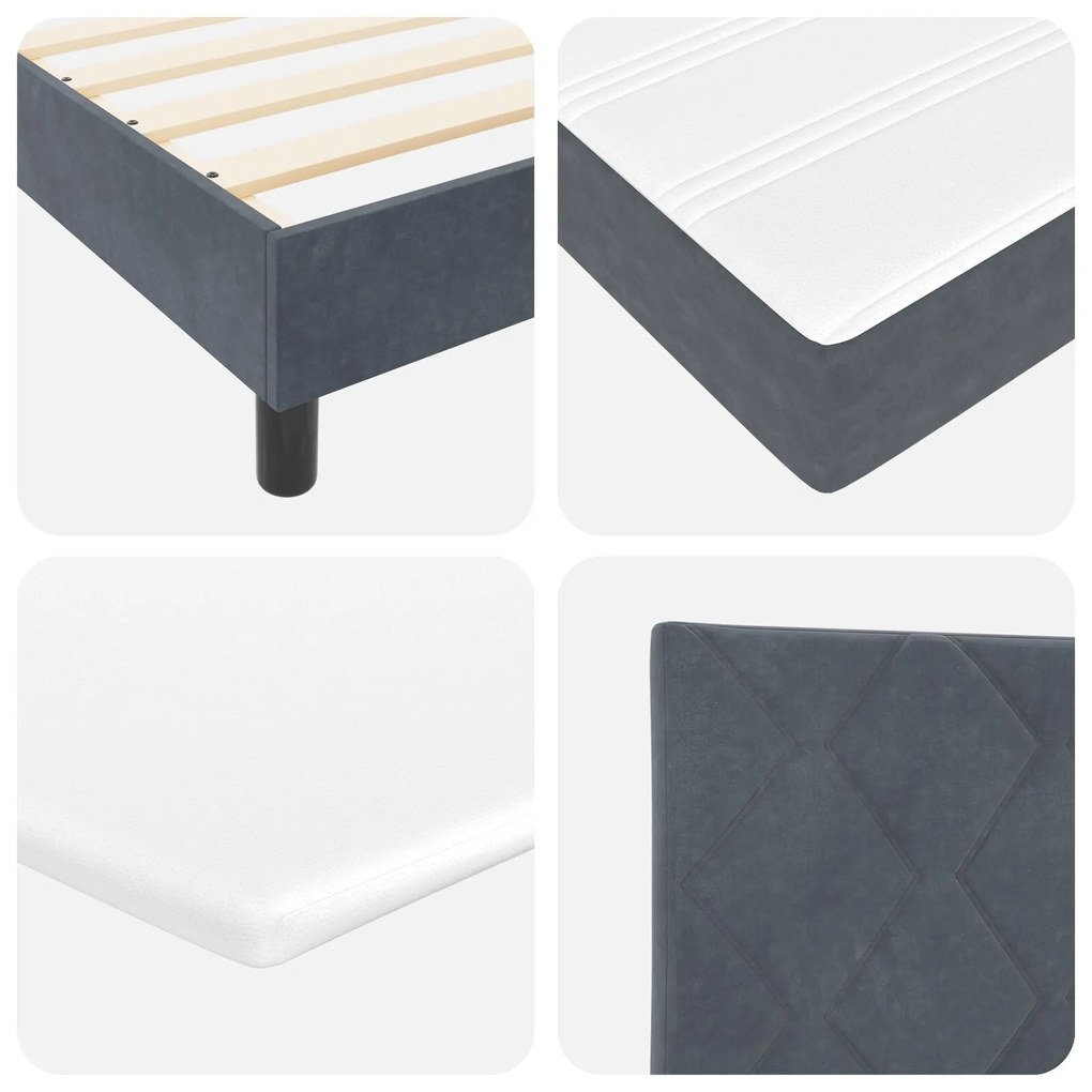 Cama Box com Colchão vidaXL Cinza Escuro 140x200 cm Veludo