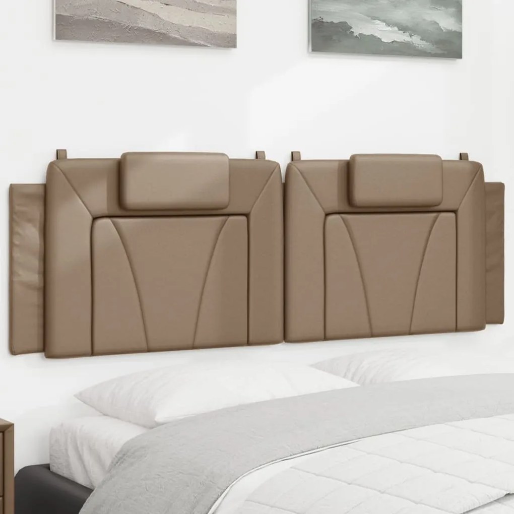 vidaXL Almofadão de cabeceira 160 cm couro artificial cappuccino