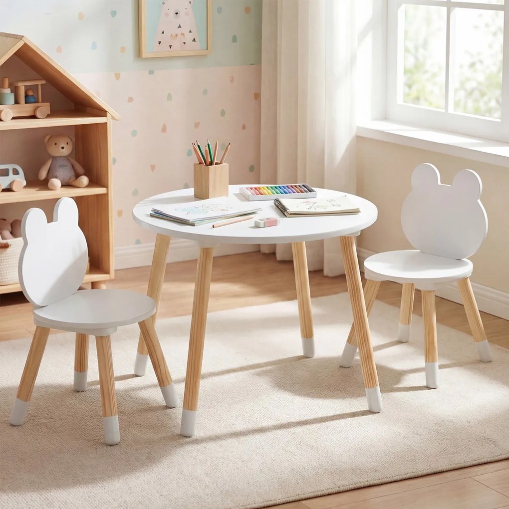 Conjunto de mesa e cadeiras crinças em forma de rã, com pernas de madeira, para sala de aula, creche, casa, trabalhos manuais e aprendizagem, a partir