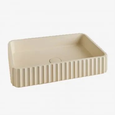 Lavabo Retangular 50x30 Cm Em Cimento Teide Beige Creme - Sklum