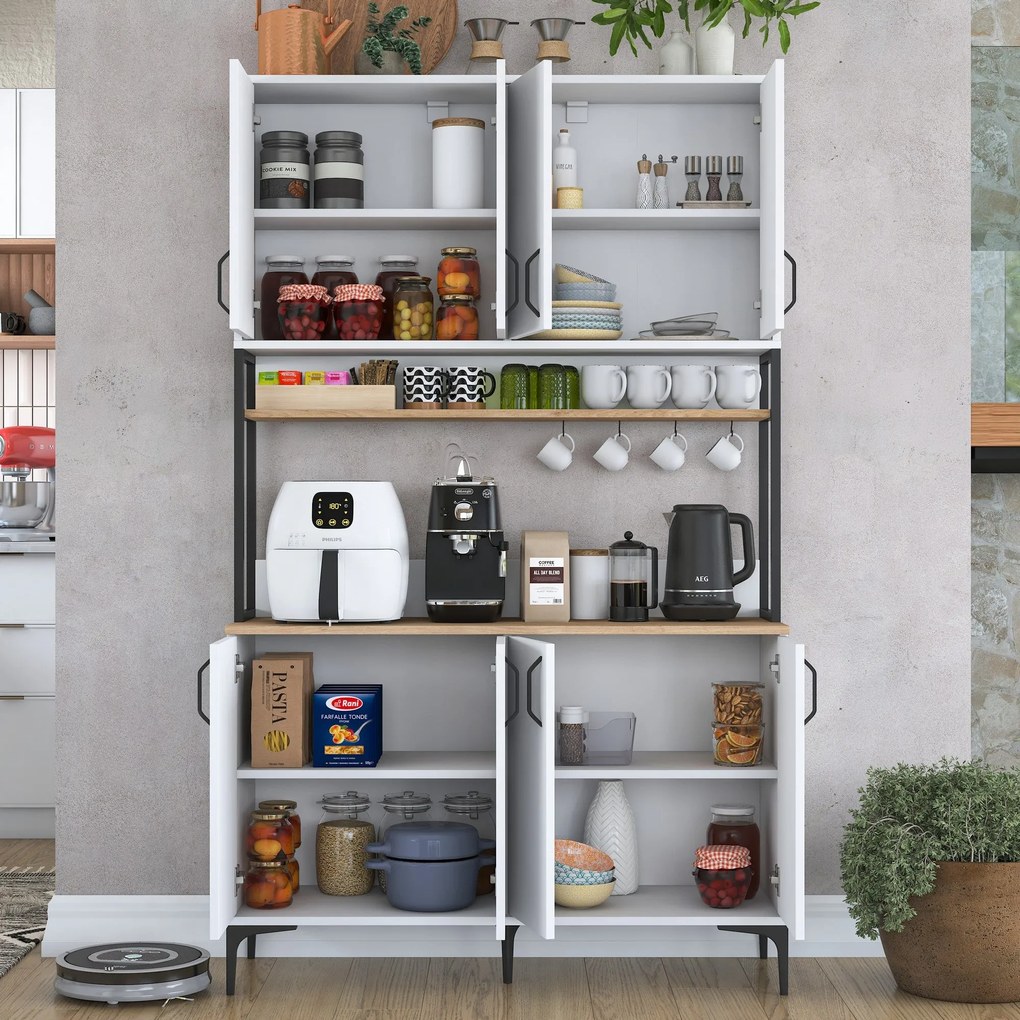 Armário Alto de Cozinha "Stella" - 120 x 198,6 x 40 cm - Nogueira e Br