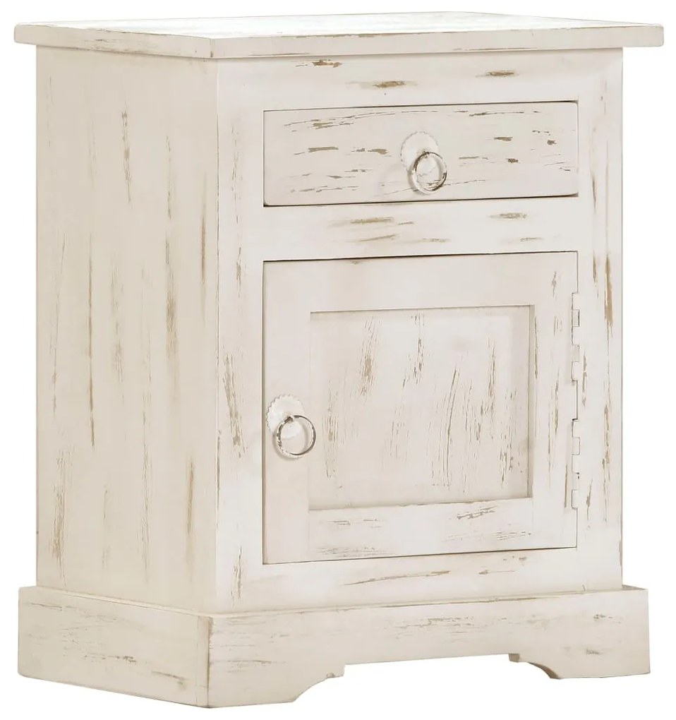 vidaXL Mesa de cabeceira 40x30x50cm madeira de mangueira maciça branco