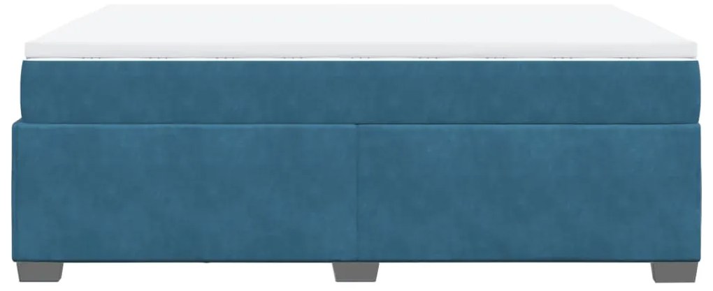 Cama com molas/colchão 140x200 cm veludo azul-escuro