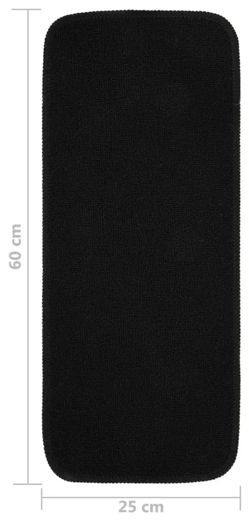 Tapetes antiderrapantes retang. p/ escadas 15pcs 60x25 cm preto