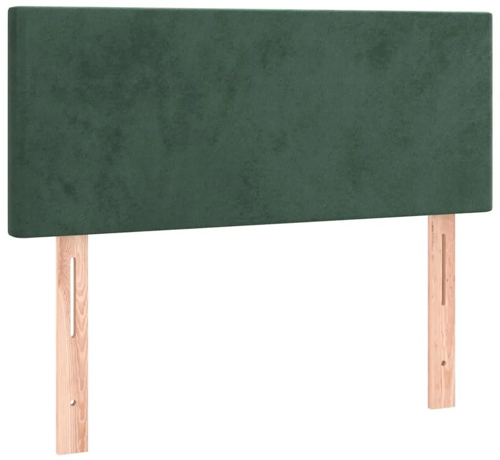 Cabeceira de cama c/luzes LED veludo 100x5x78/88cm verde-escuro