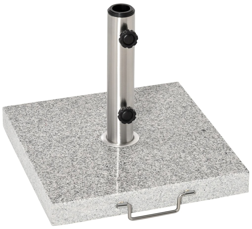 Outsunny Base para Chapéu de Sol de Mármore Universal com 2 Rodas e Alça de Transporte para Mastros de Ø35/38/42mm Suporte para Chapéu de Sol de Exterior 42x42x36cm Cinza