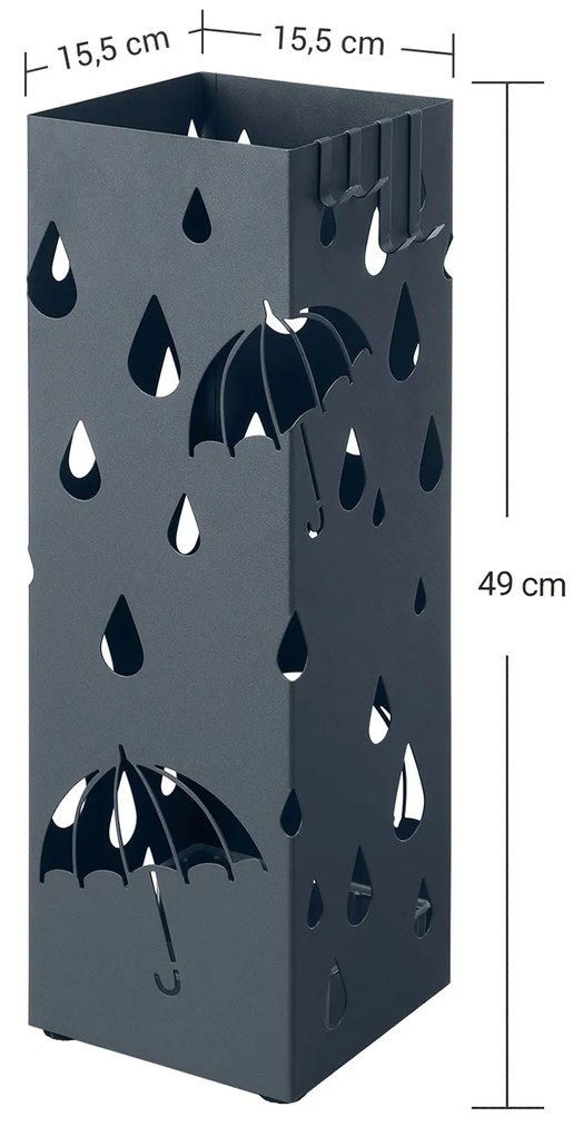 Suporte metálico para guarda-chuvas com tabuleiro de recolha de água Antracite