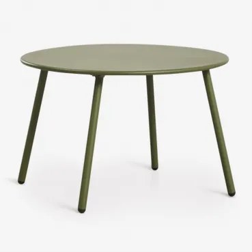 Mesa Auxiliar Redonda Para Jardim Ø50 Cm Em Aço Kuorin Verde Azeitona Intenso - Sklum