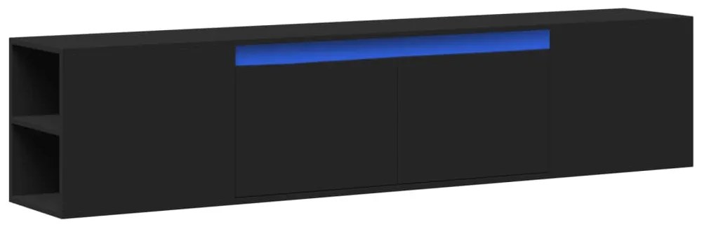 Móvel de parede para TV com luzes LED 180x31x39,5 cm preto