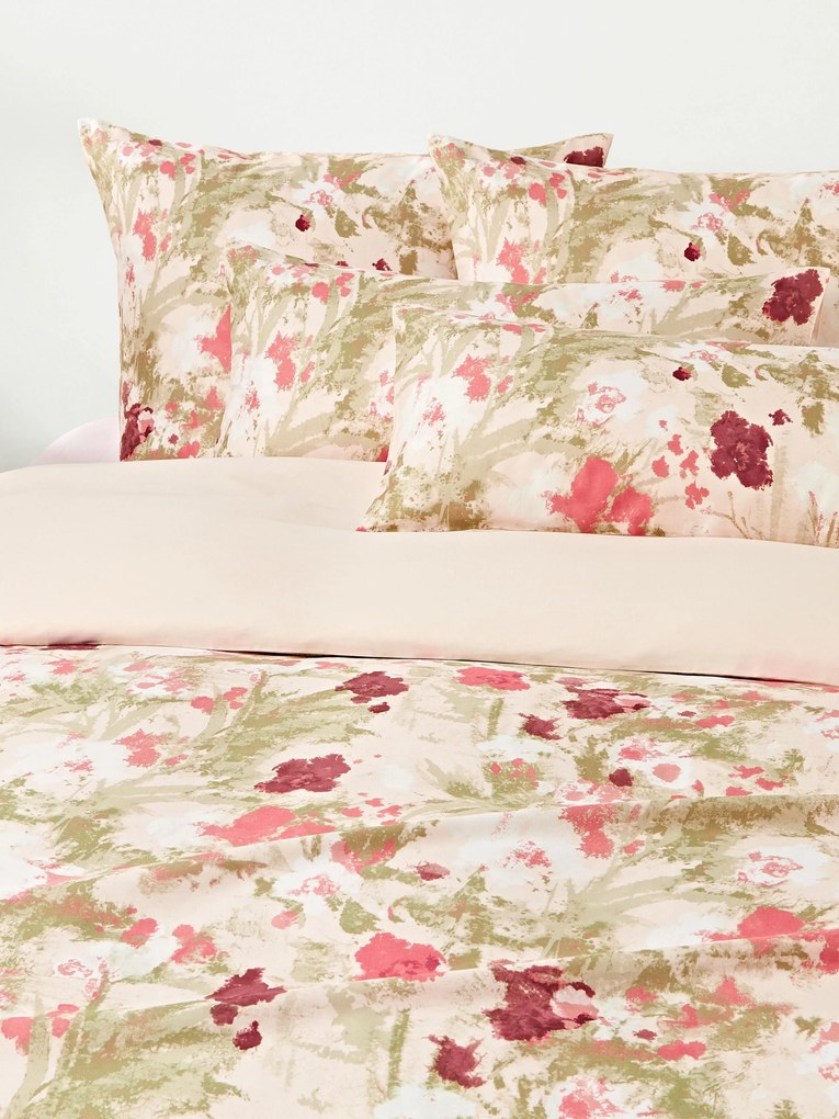 Capa de edredão em cetim de algodão com padrão floral Anthea