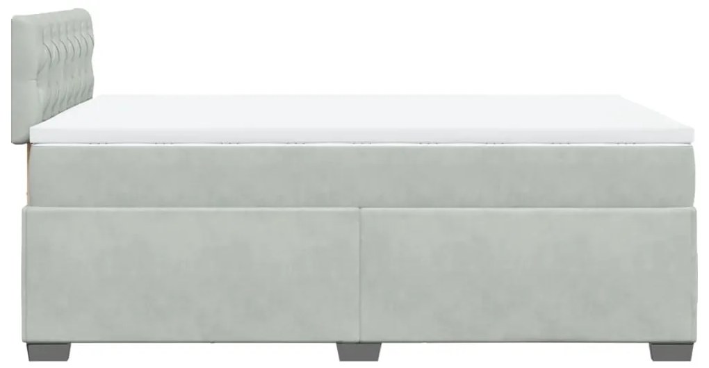 Cama boxspring c/ colchão 120x200 cm veludo cinzento-claro