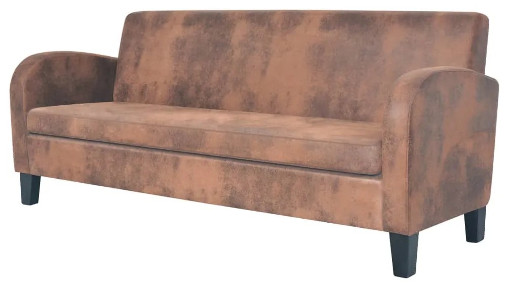 Conjunto de sofás 2 pcs camurça artificial castanho