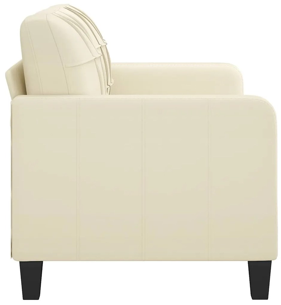 Sofá de 2 lugares 140 cm couro artificial cor creme