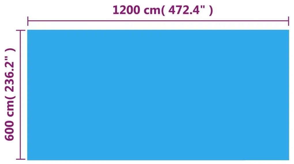 Cobertura retangular para piscina 1200x600 cm PE azul