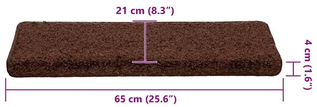 Tapetes de escadas 30 pcs 65x21x4 cm castanho